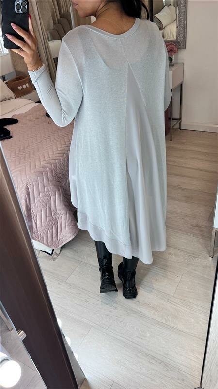 Briar Plain Chiffon Back Detailed Dipped Hem Top