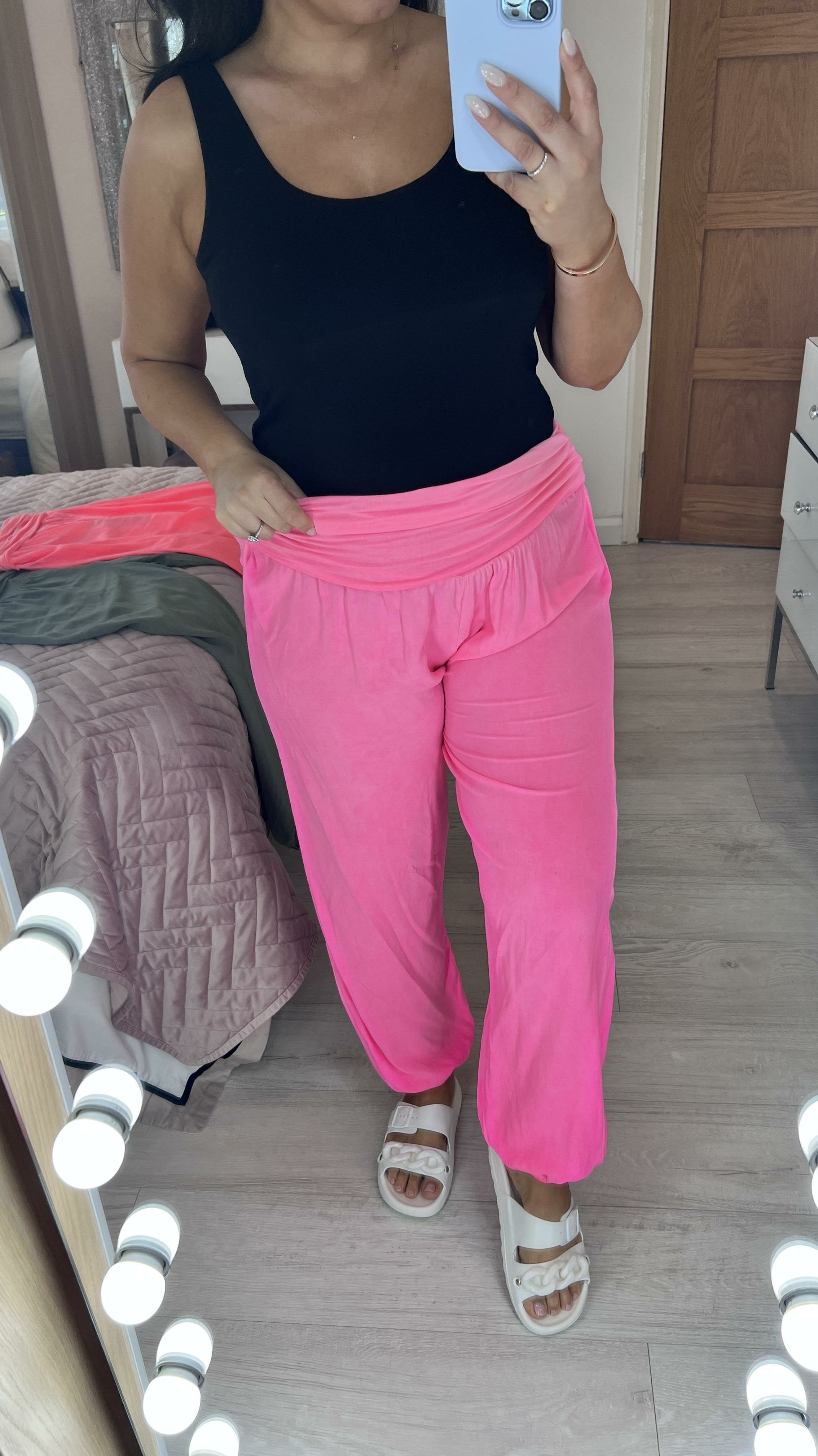 Carole Plain Neon Oversized Elasticated Waistband Harems