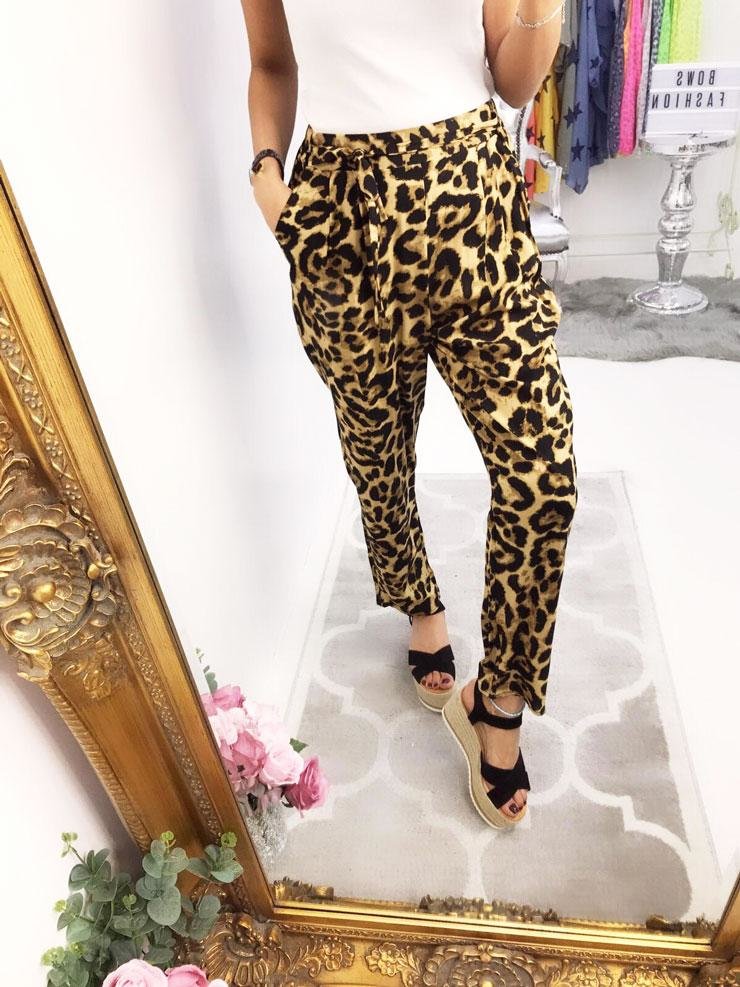 Casey Leopard Print Tie Waist Trousers