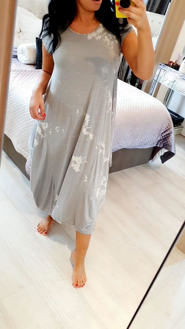 Catissa Marble Print Stretch Dress