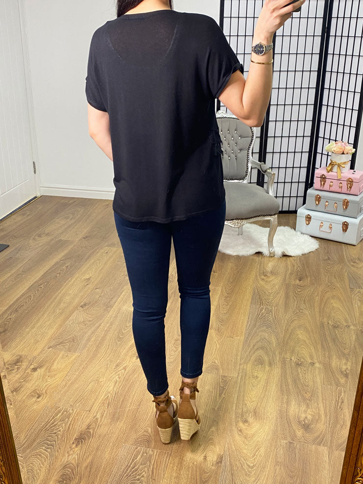 Cortina Raw Edge Frill Detail Knitted Top