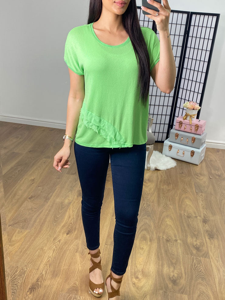 Cortina Raw Edge Frill Detail Knitted Top