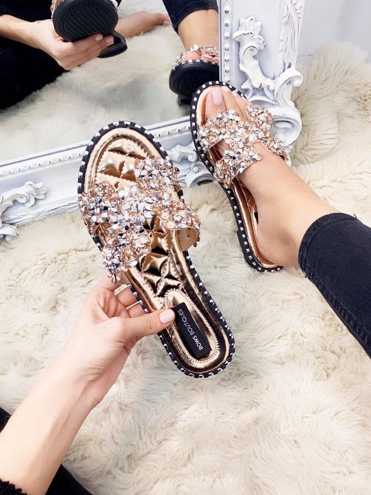 Darlina Jewel Cut Out Slip On Sandals