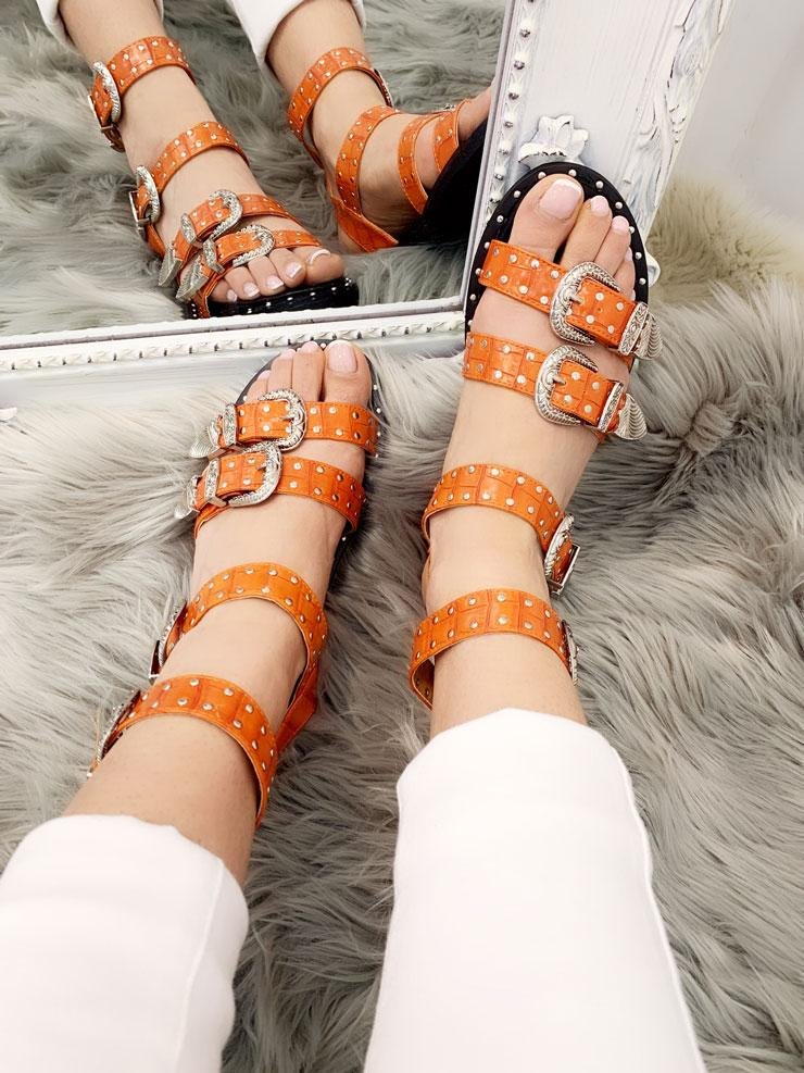 Dayna Studded Buckle Strappy Sandals