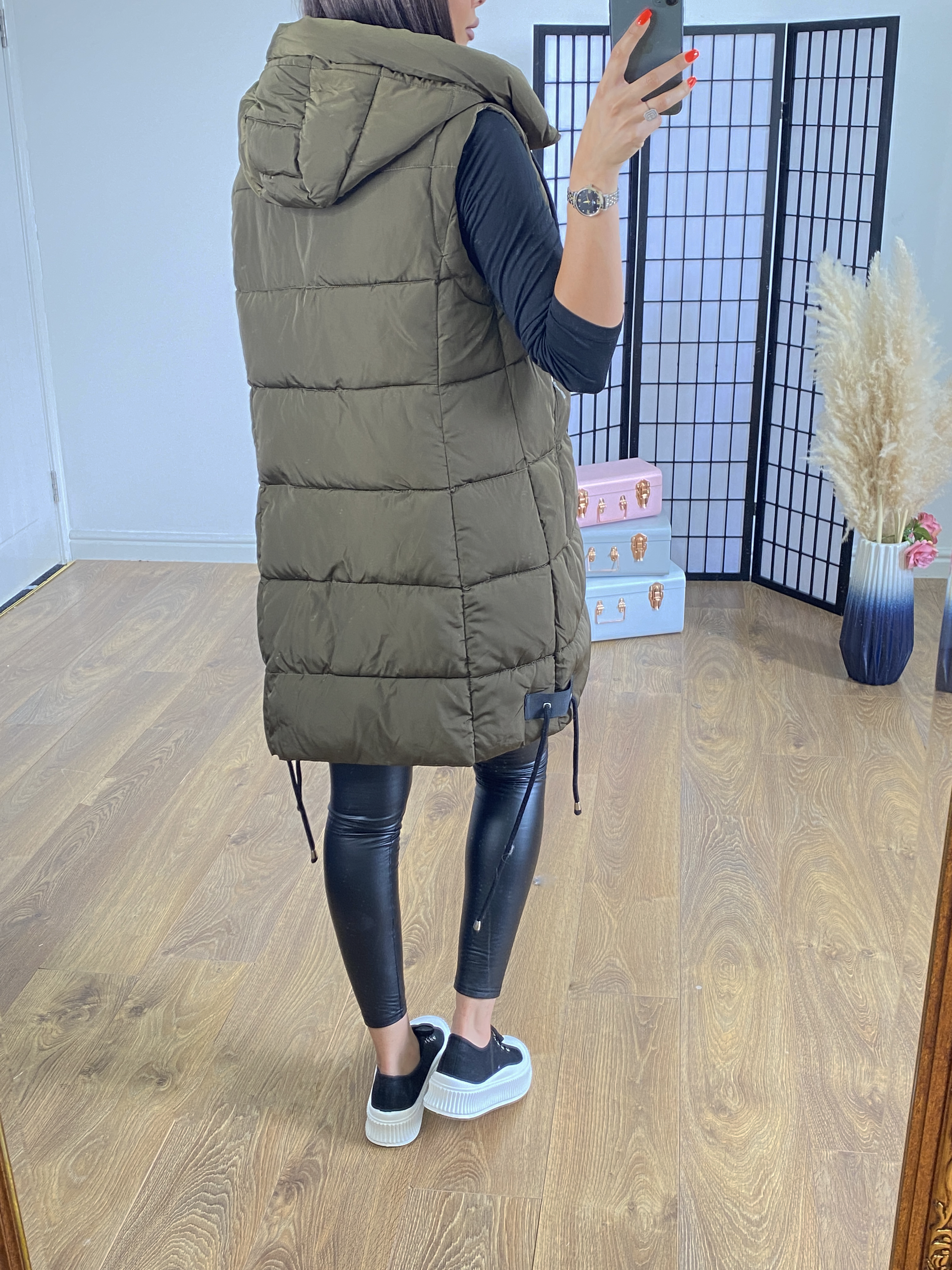 Demi Khaki Hooded Padded Gilet