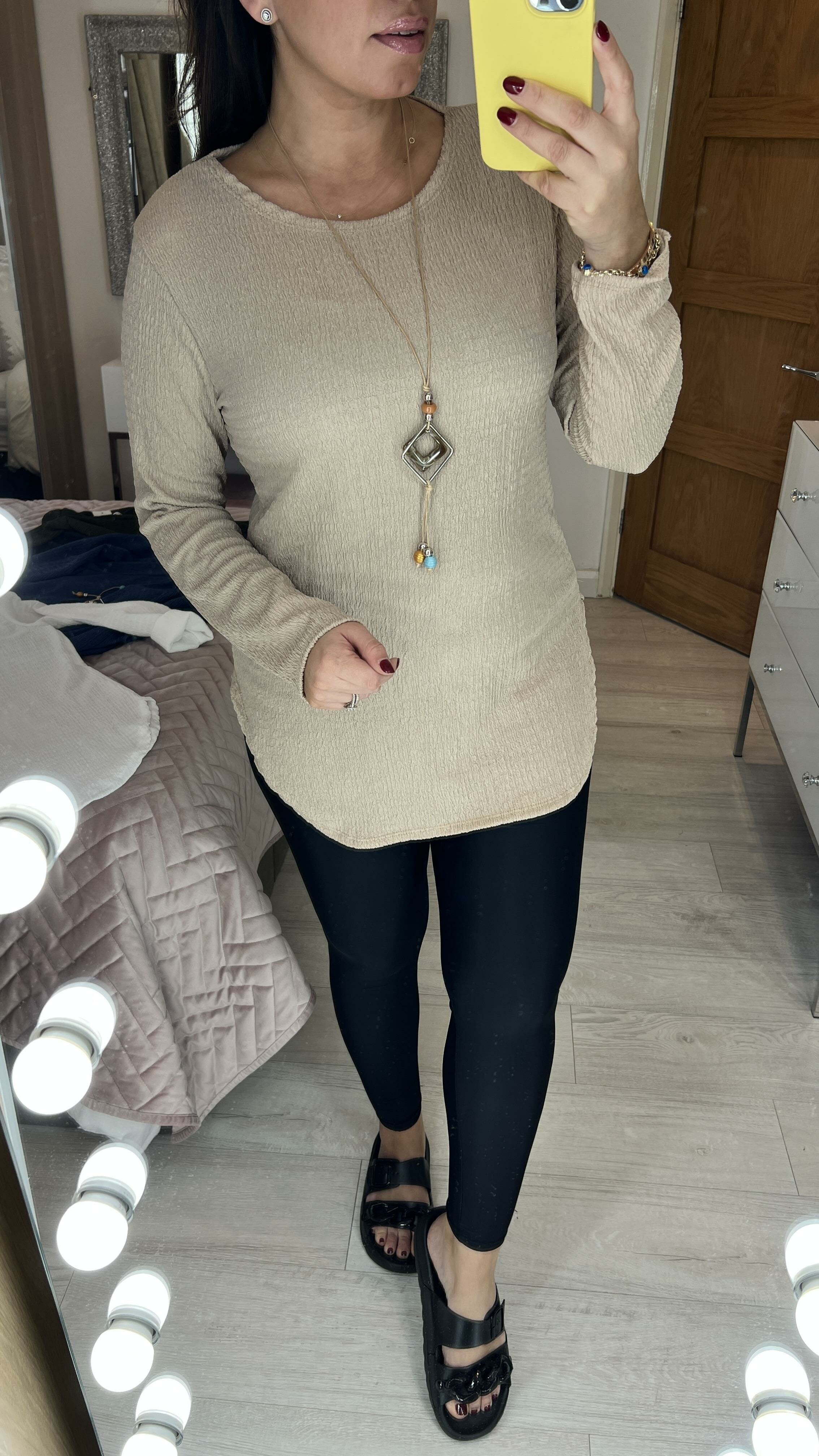 Deniz Plain Crepe Longline Necklace Top