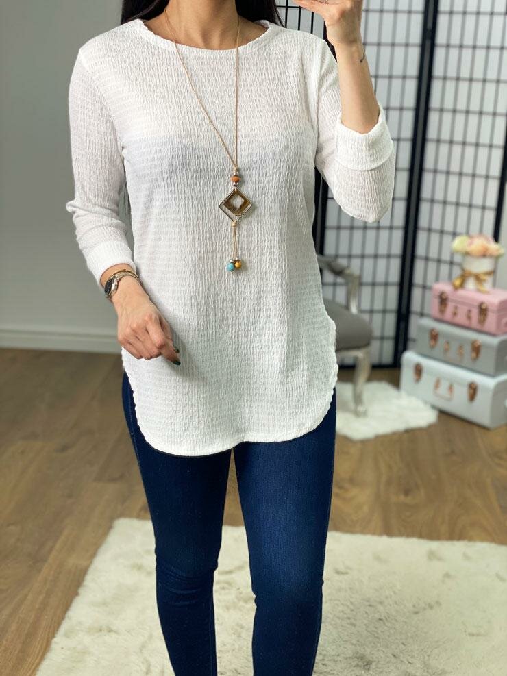 Deniz Plain Crepe Longline Necklace Top