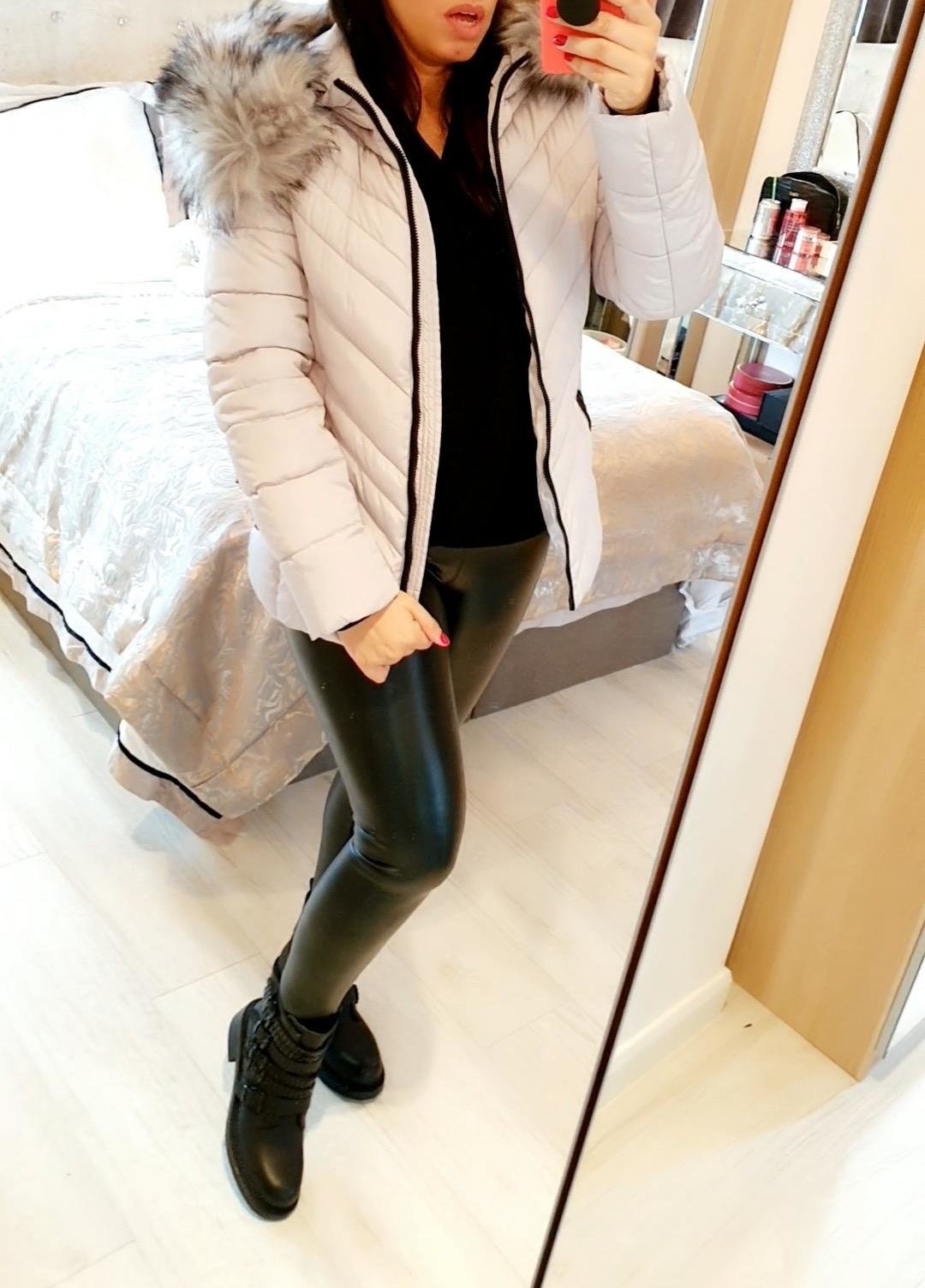 Merlo Grey Faux Fur Grey Speckled Hooded Coat