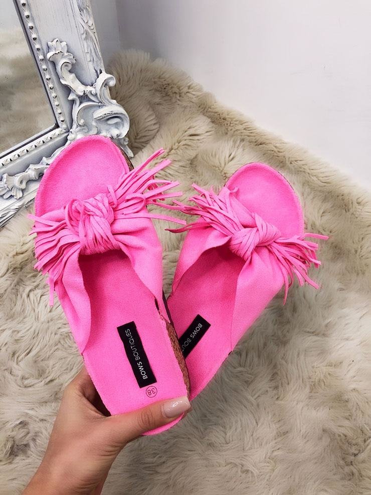 Ebony Tassel Faux Suede Knotted Sliders