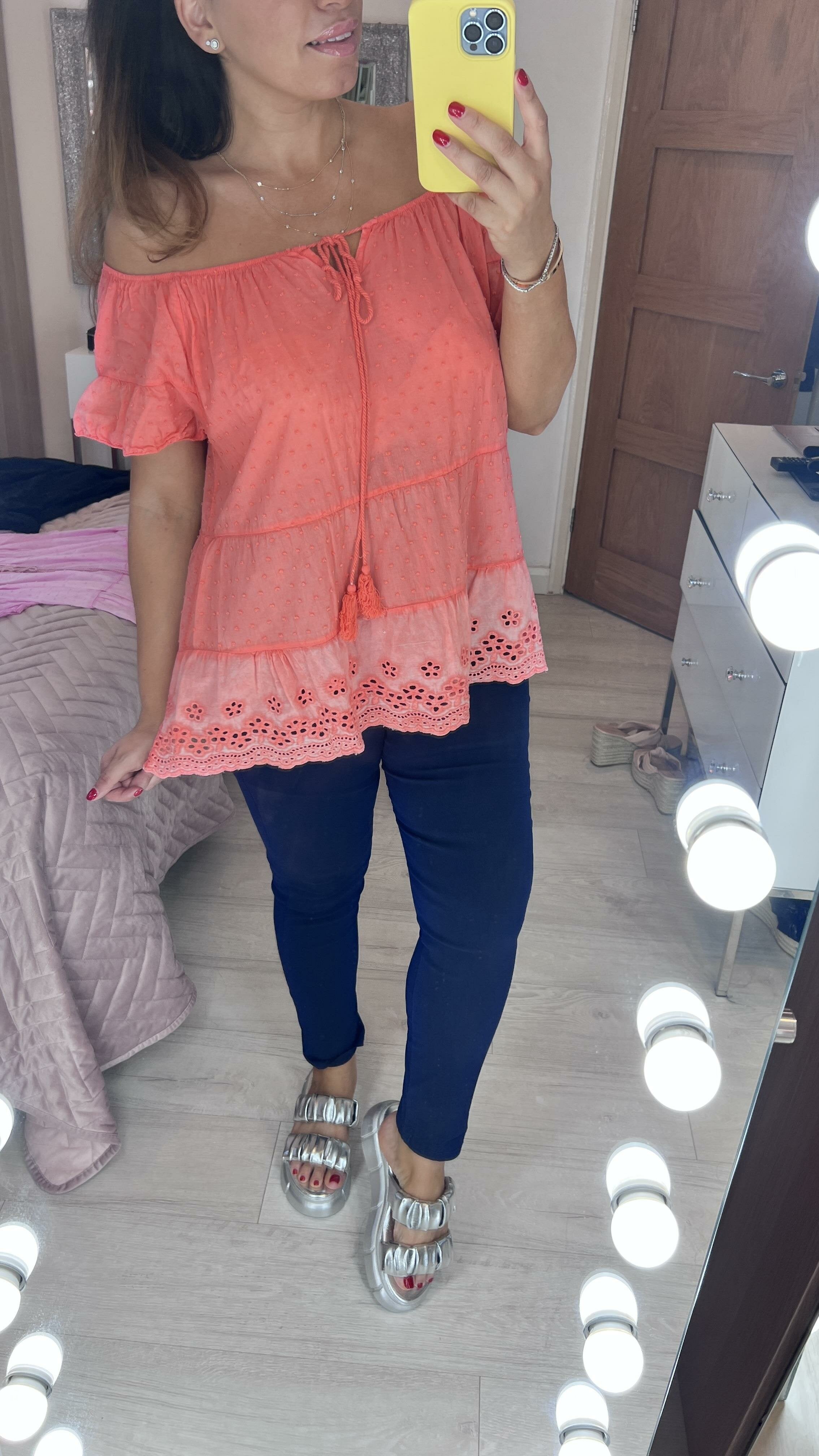 Elena Dobby Tiered Smock Top