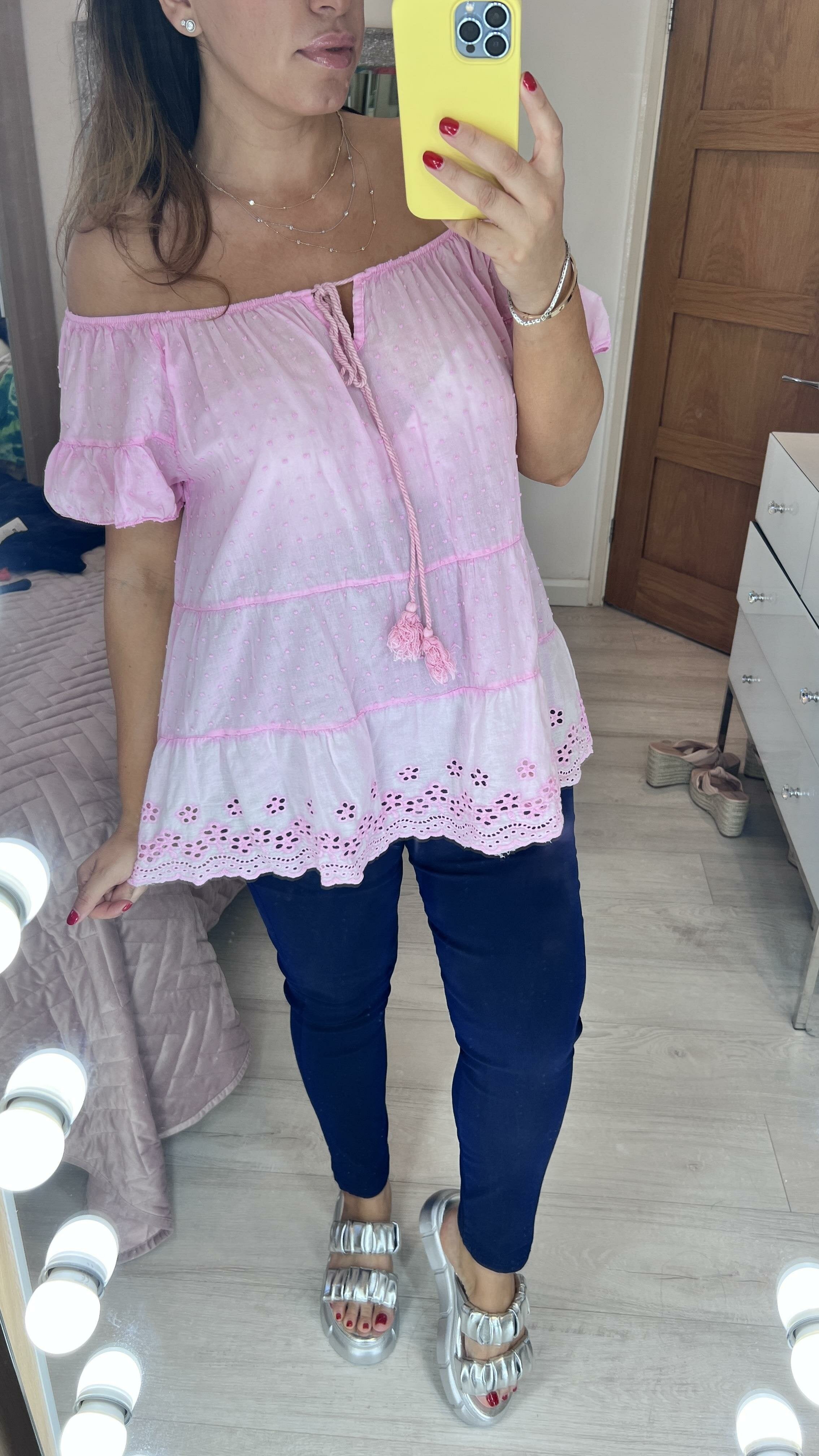 Elena Dobby Tiered Smock Top