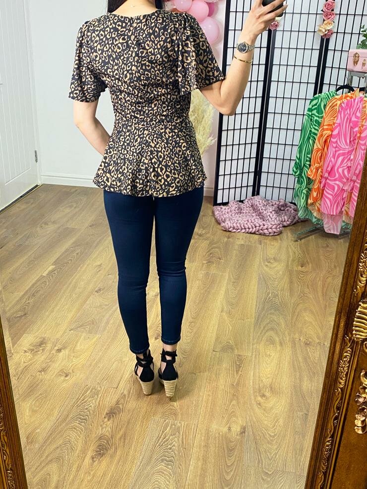 Elia Cheetah Print Peplum Top