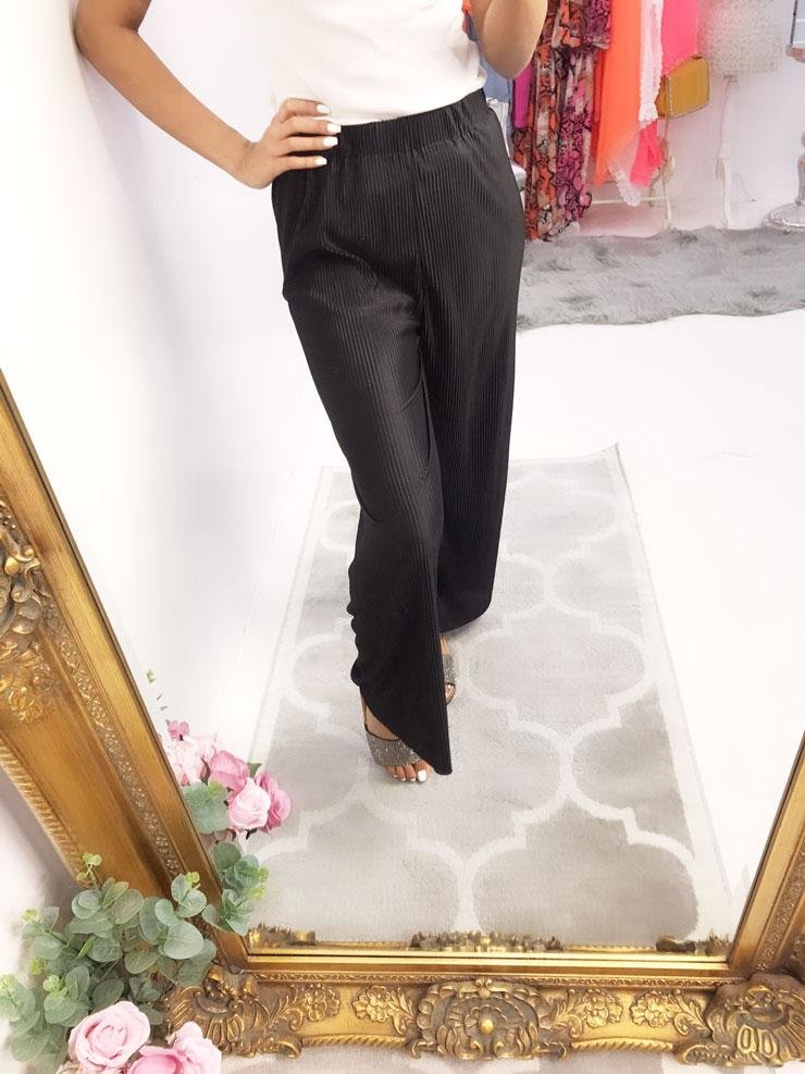 Emery Black Pleated Elasticated Trousers