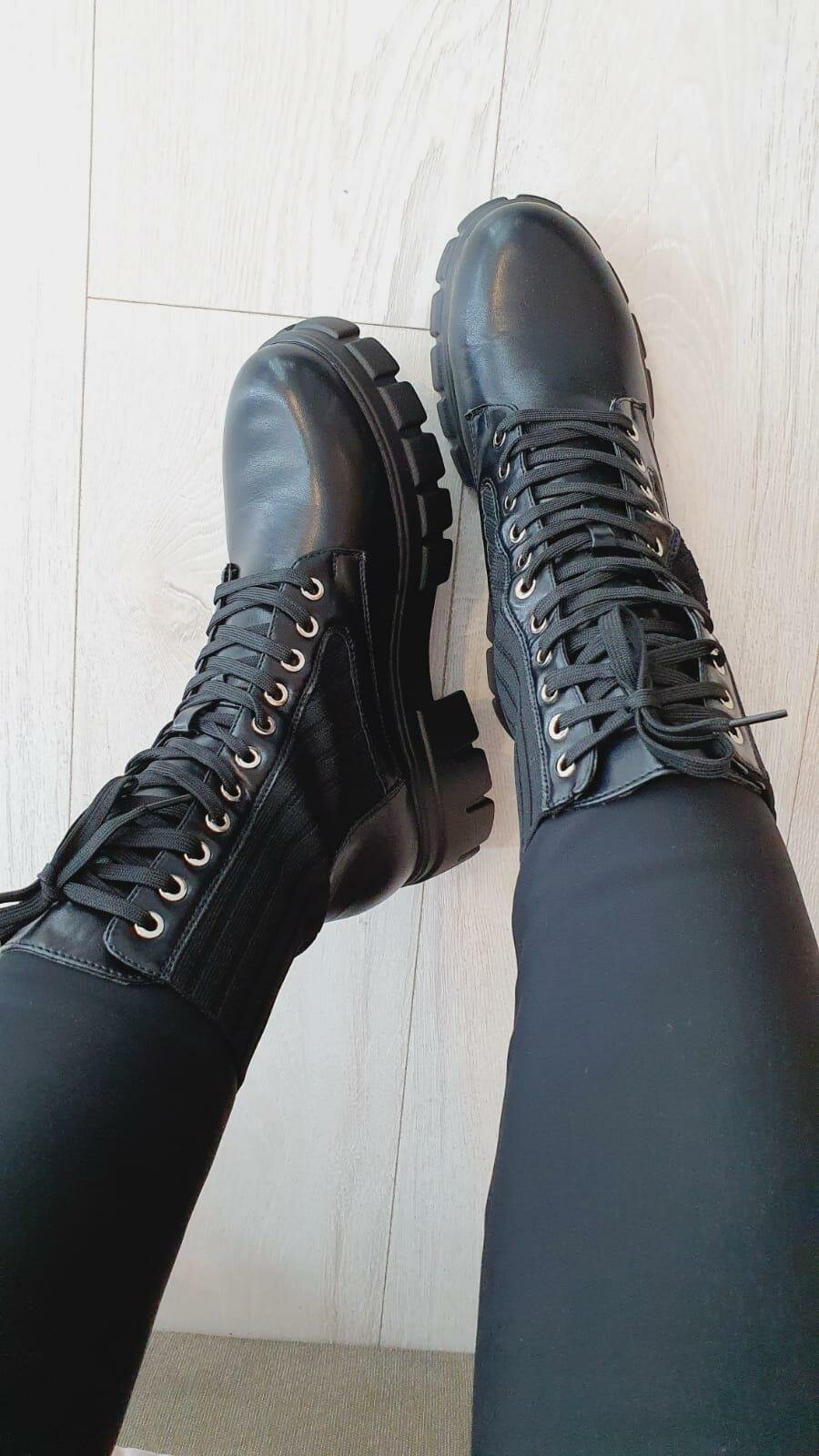Everleigh Black Sock Lace Biker Boots