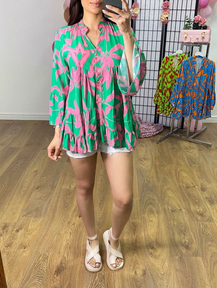 Ferda Abstract Print Smock Top