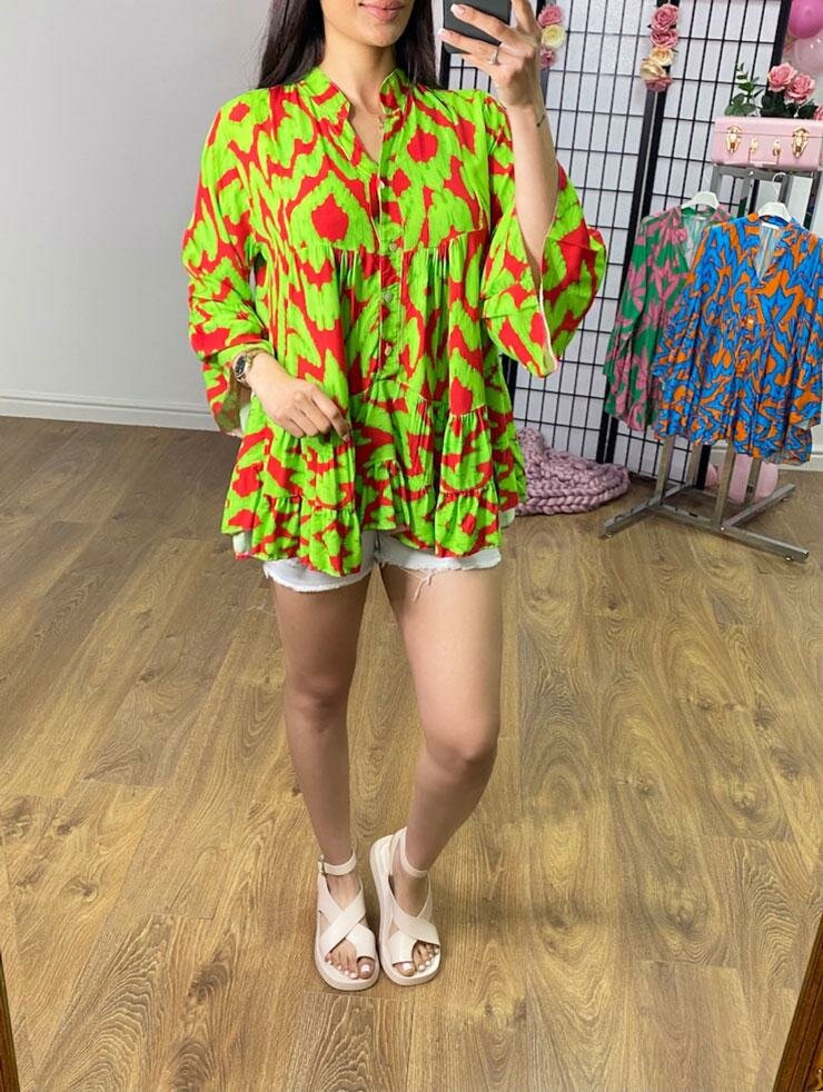 Ferda Abstract Print Smock Top