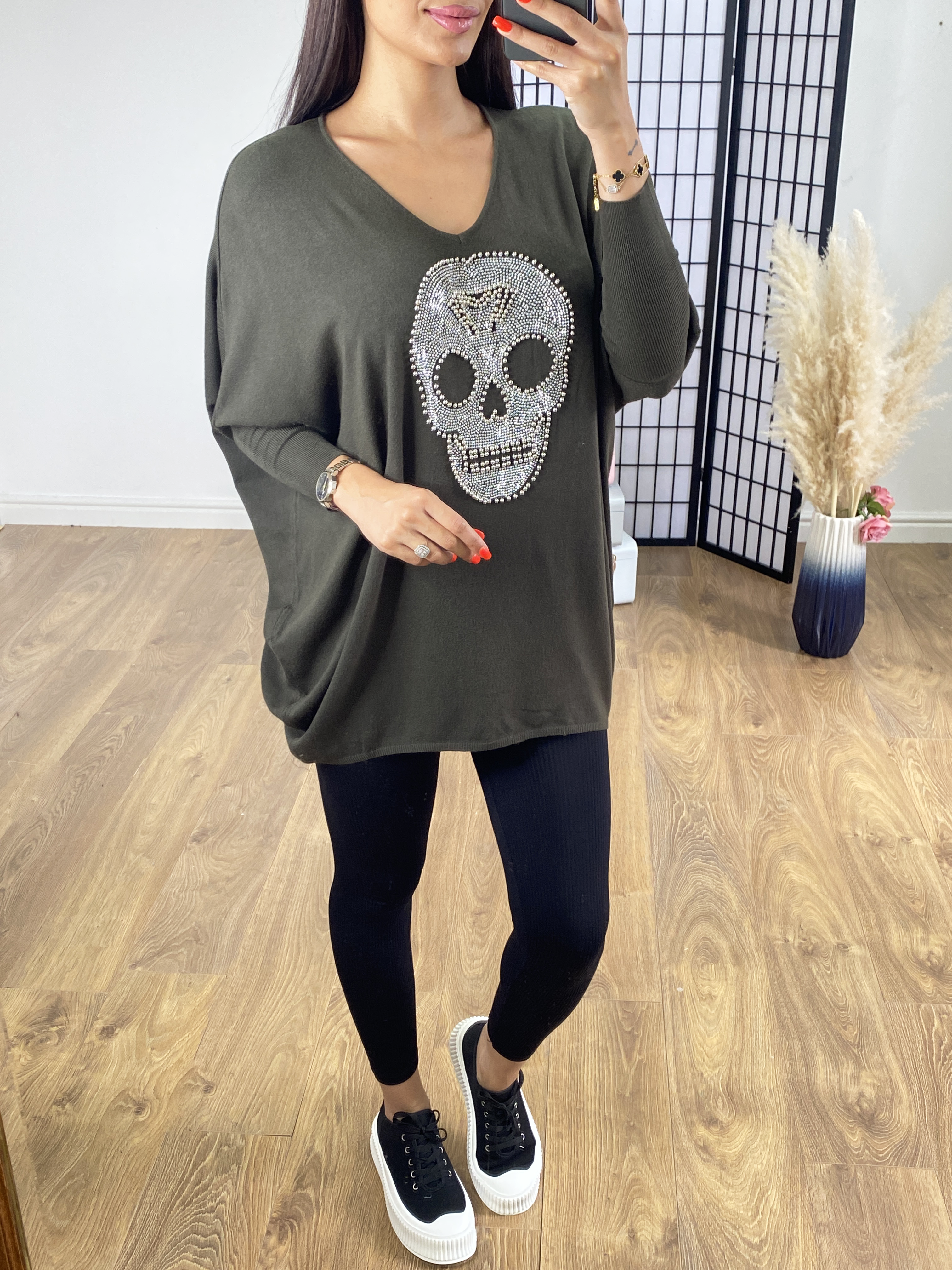 Forelli Studded Skull Detail Knit Jumper
