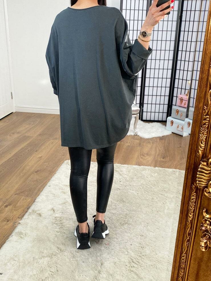 Ginny Button Detail Longline Sweatshirt