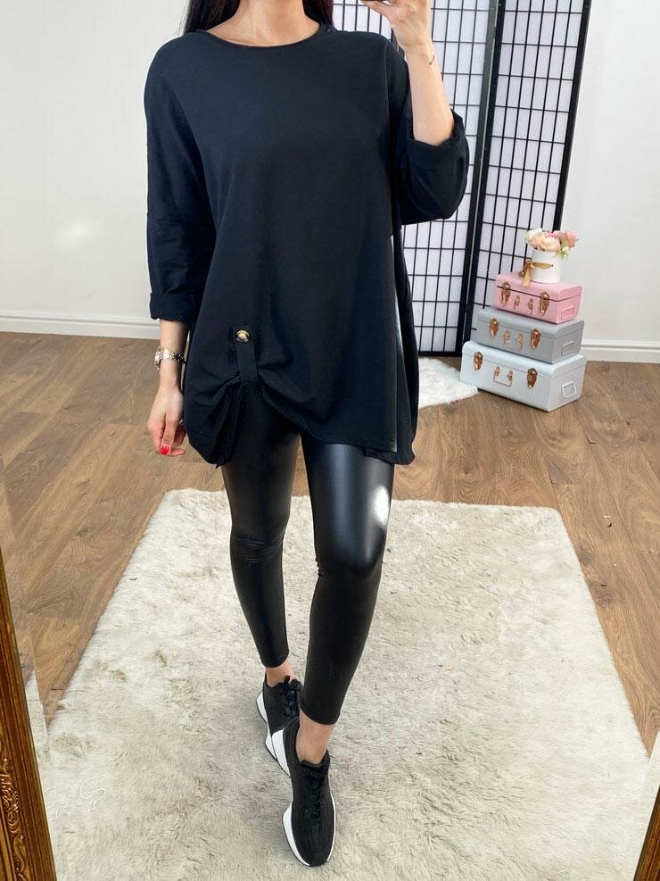 Ginny Button Detail Longline Sweatshirt