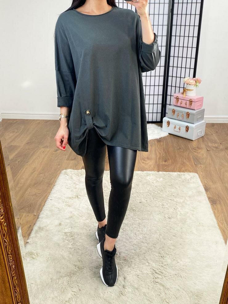 Ginny Button Detail Longline Sweatshirt