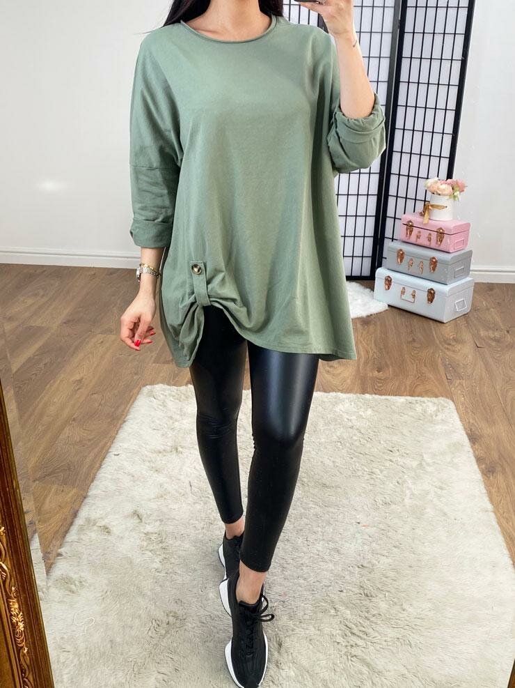 Ginny Button Detail Longline Sweatshirt