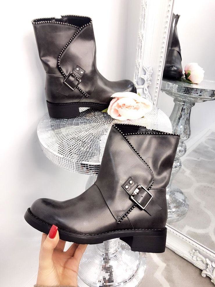 Grecia Buckle Faux Leather Boots
