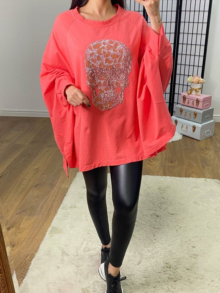 Hawkins Diamante Skull Oversized Sweatshirt Tunic