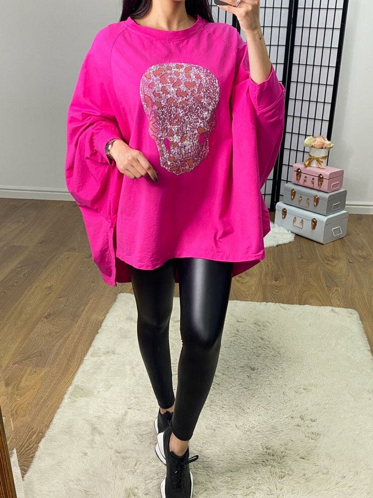 Hawkins Diamante Skull Oversized Sweatshirt Tunic