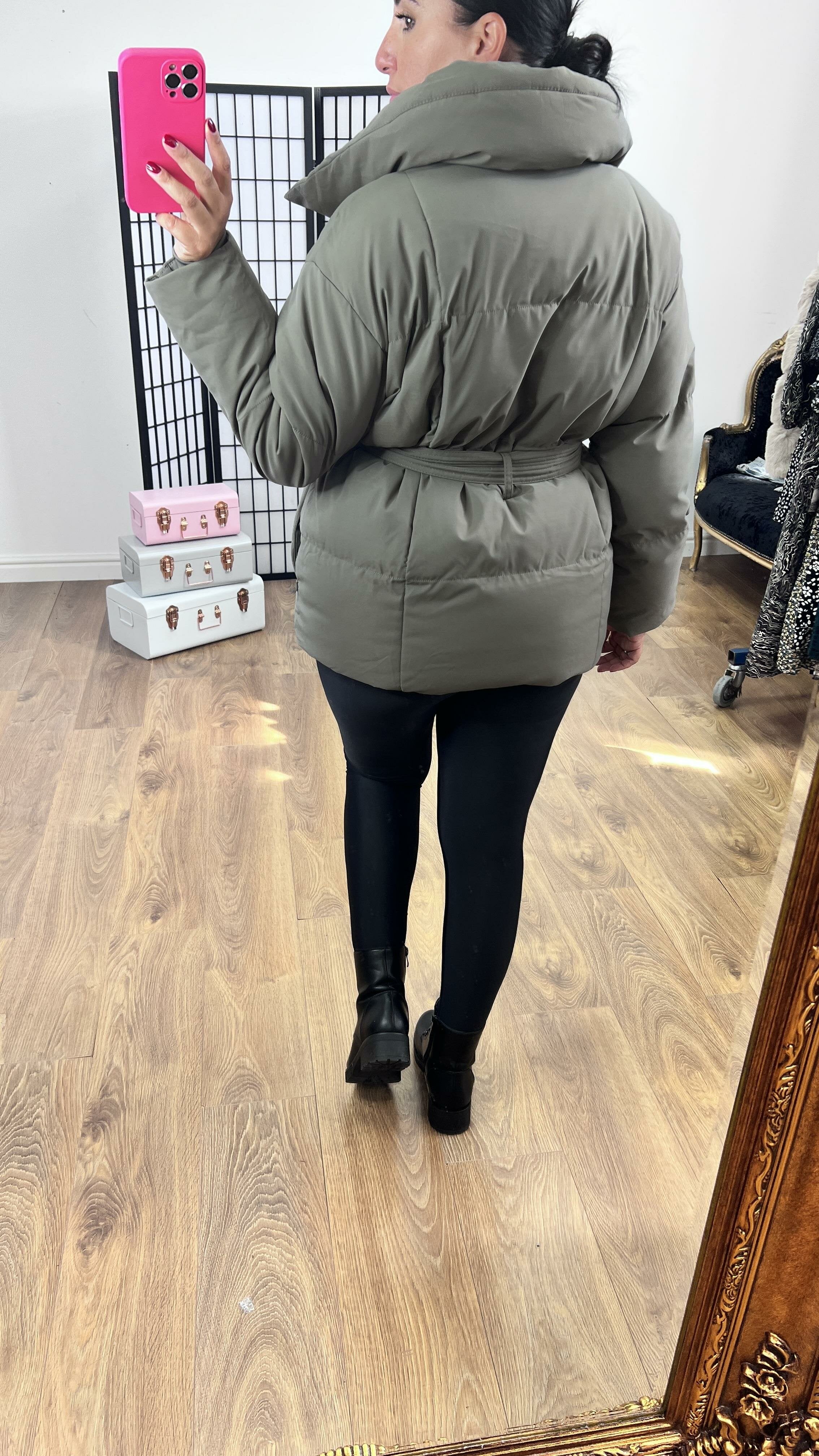 Hazel Charcoal Grey Quilted Padded Puffer Jacket