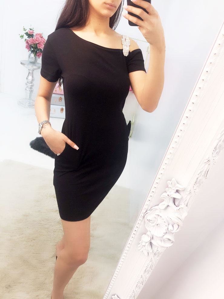 Hillary Studded Diamante Buckle Strap Thin Dress