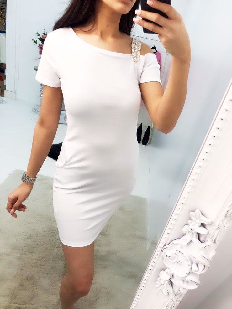 Hillary Studded Diamante Buckle Strap Thin Dress