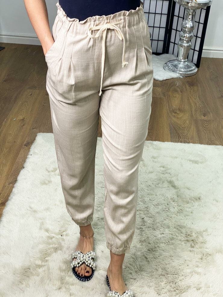 Tannon Loose Fit Linen Style Paper Bag Trousers