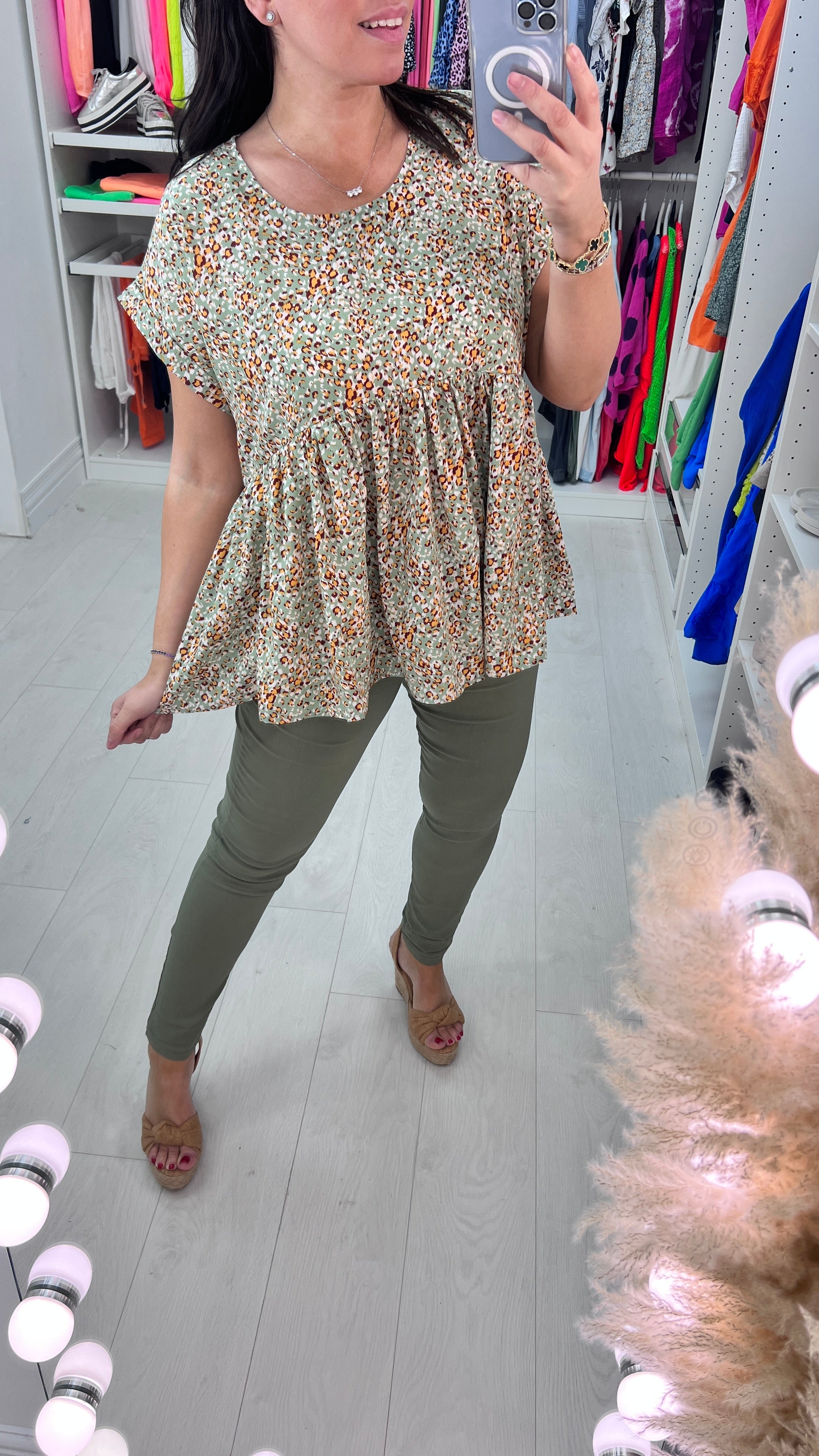 Frankie Cheetah Smudge Print Smock Top