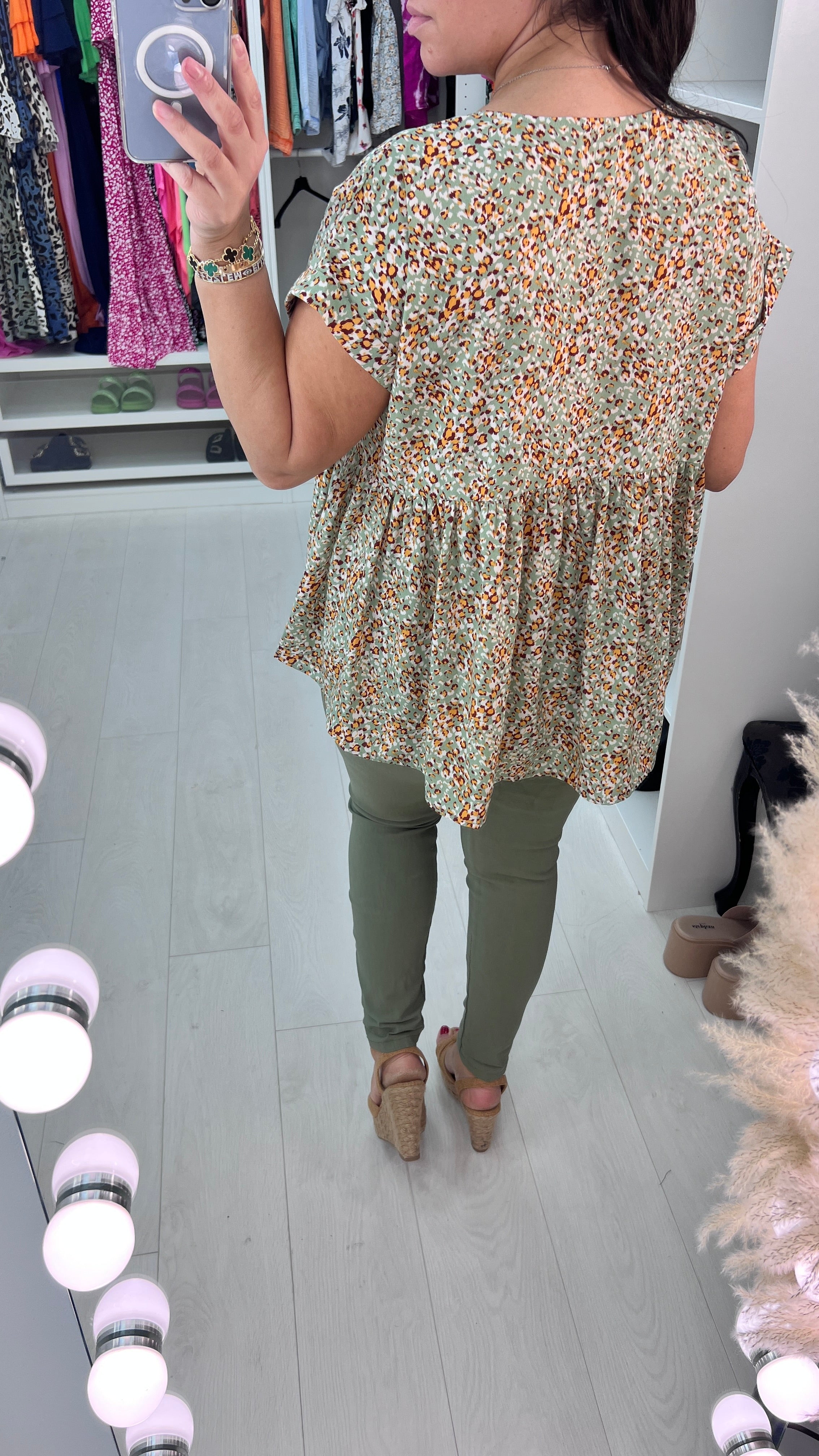 Frankie Cheetah Smudge Print Smock Top