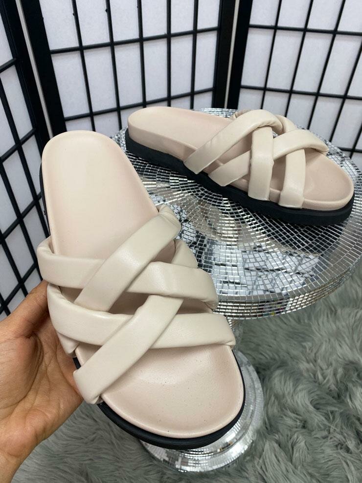 Levi Cross Over Strappy Faux Leather Sliders