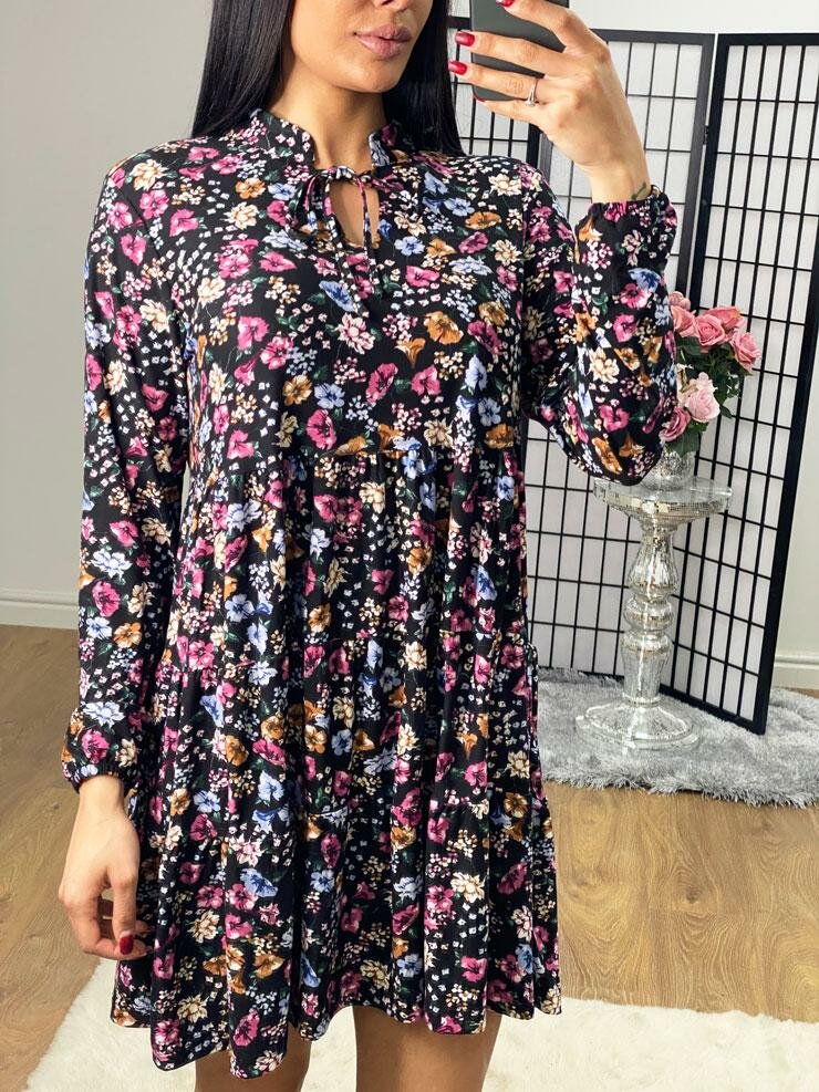 Rackel Paisley Floral Tie Neck Floaty Dress