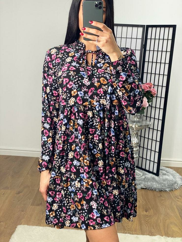Rackel Paisley Floral Tie Neck Floaty Dress
