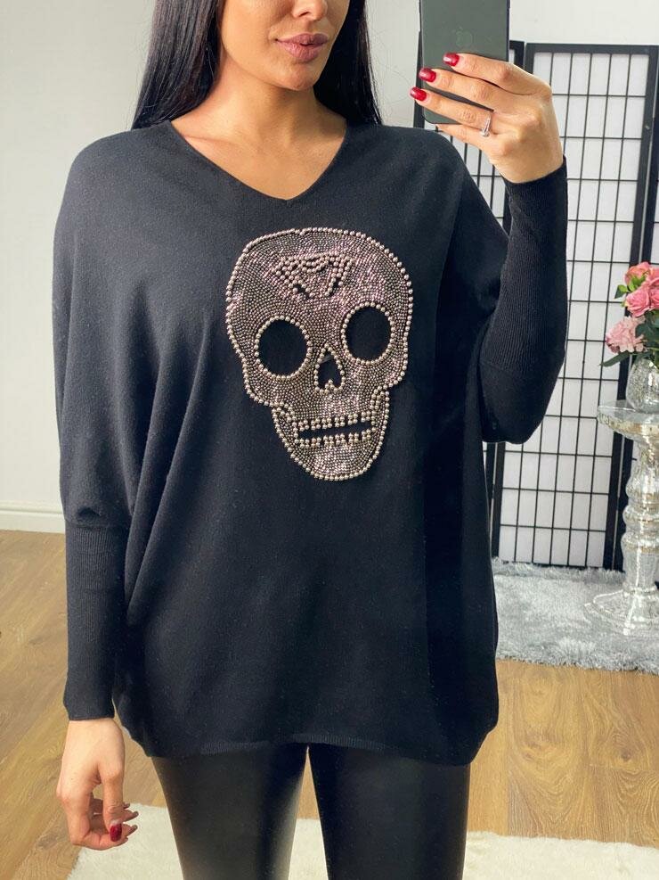 Forelli Studded Skull Detail Knit Jumper