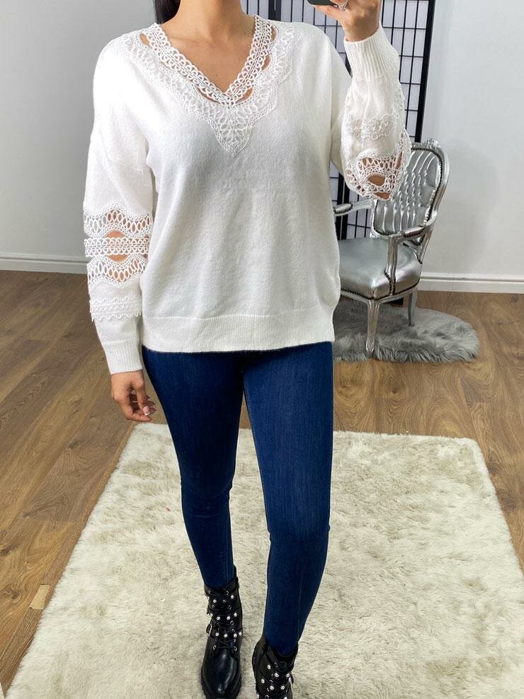 Chanice Crochet Detailed Super Soft Oversized Knit Jumper
