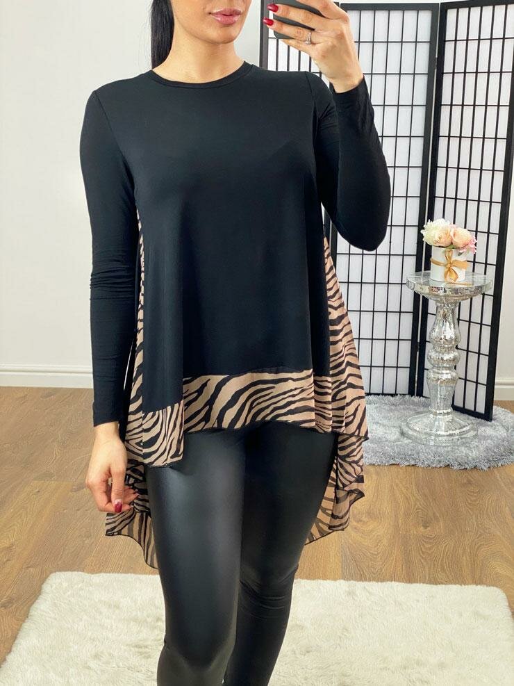 Erica Animal Printed Chiffon Detailed Top