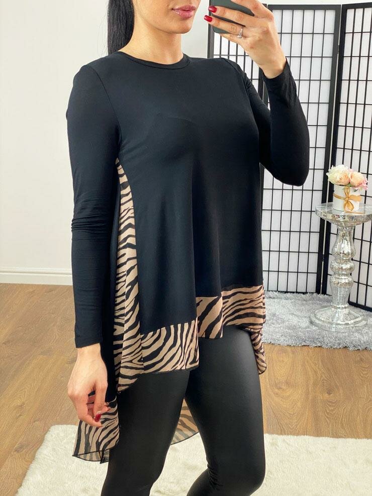 Erica Animal Printed Chiffon Detailed Top