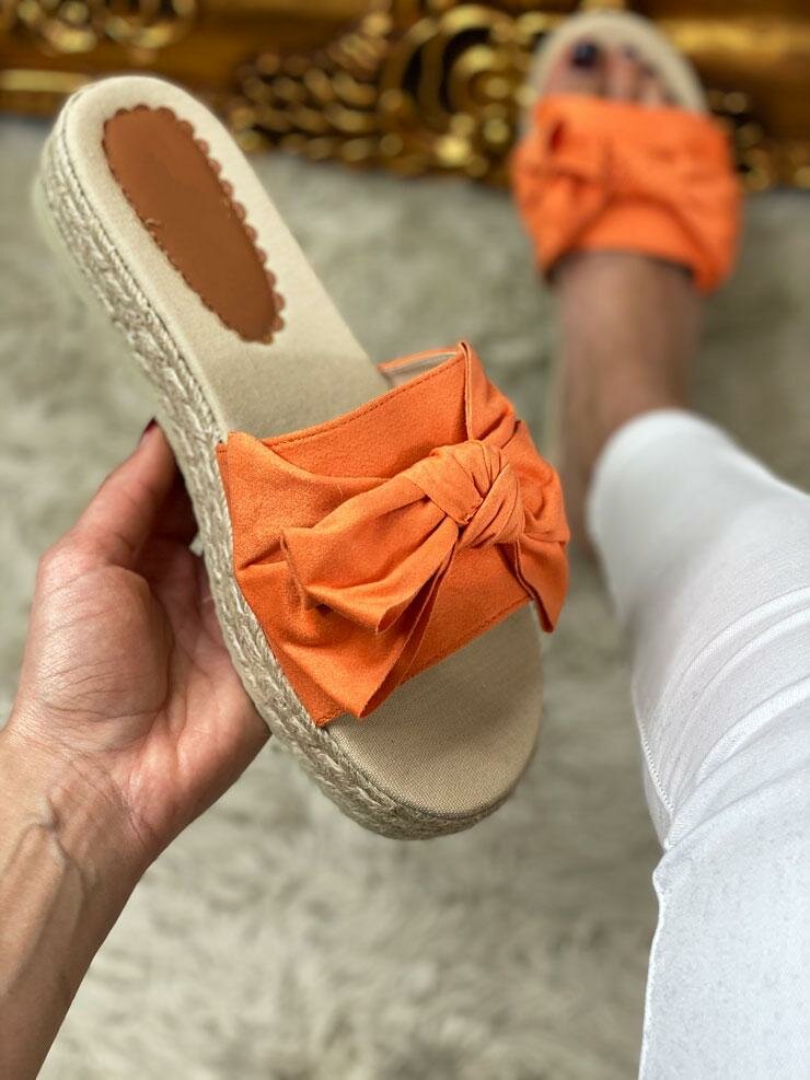 Cassie Faux Suede Knotted Bow Espadrille Sliders