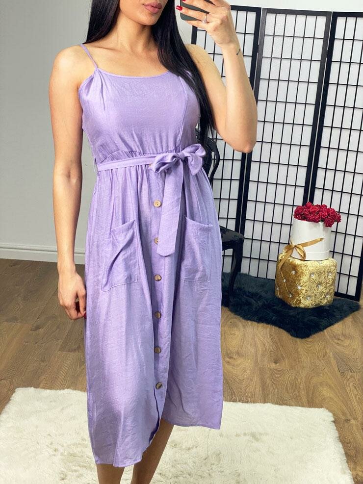 Natalia Button Detailed Tie Waist Floaty Dress