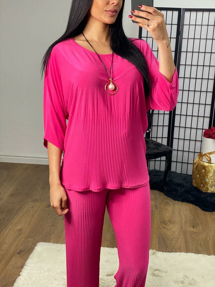 Kolina Pleated Wide Leg Lounge Set
