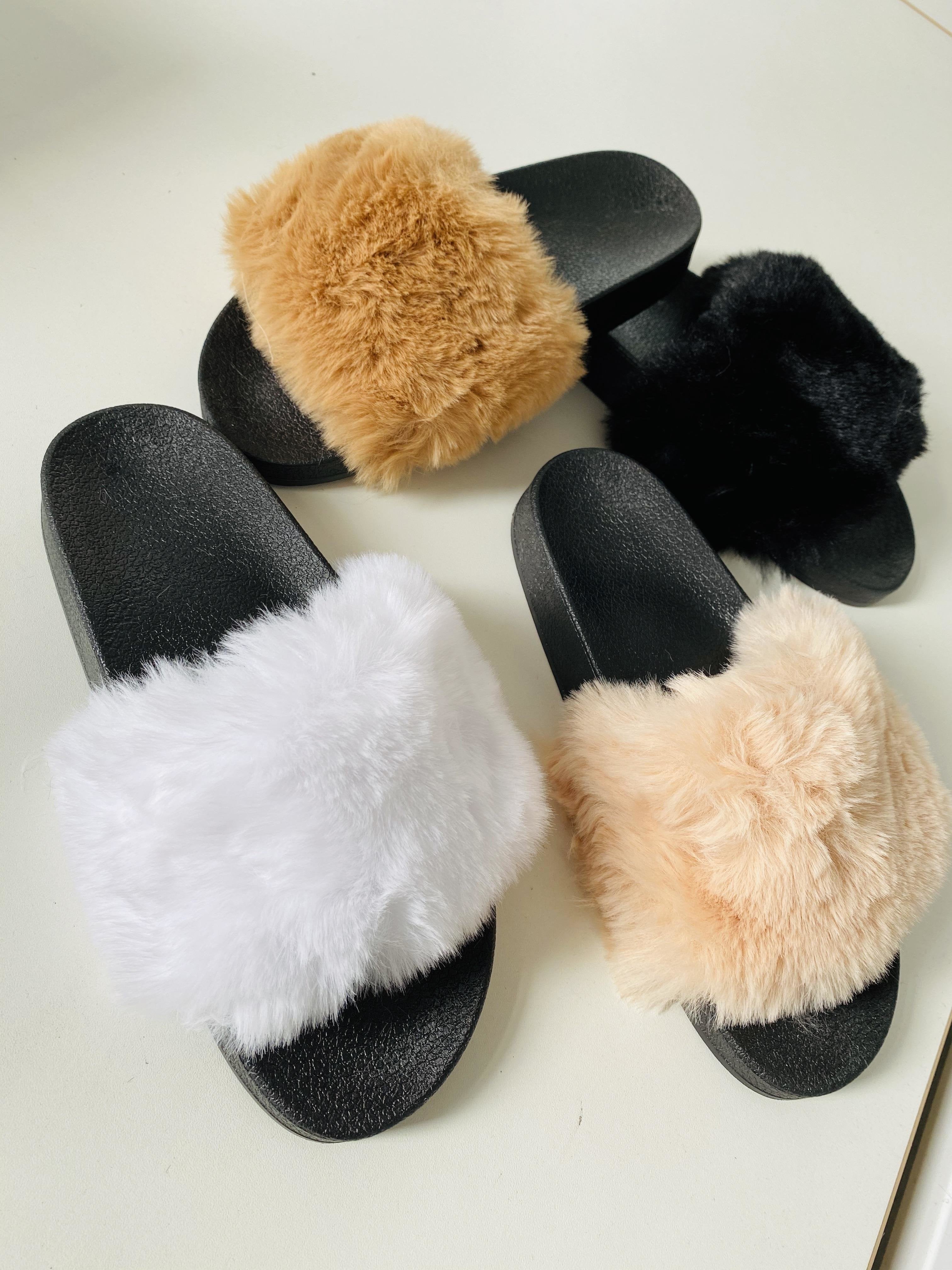 Bayley Faux Fur Super Fluffy Slip On Sliders