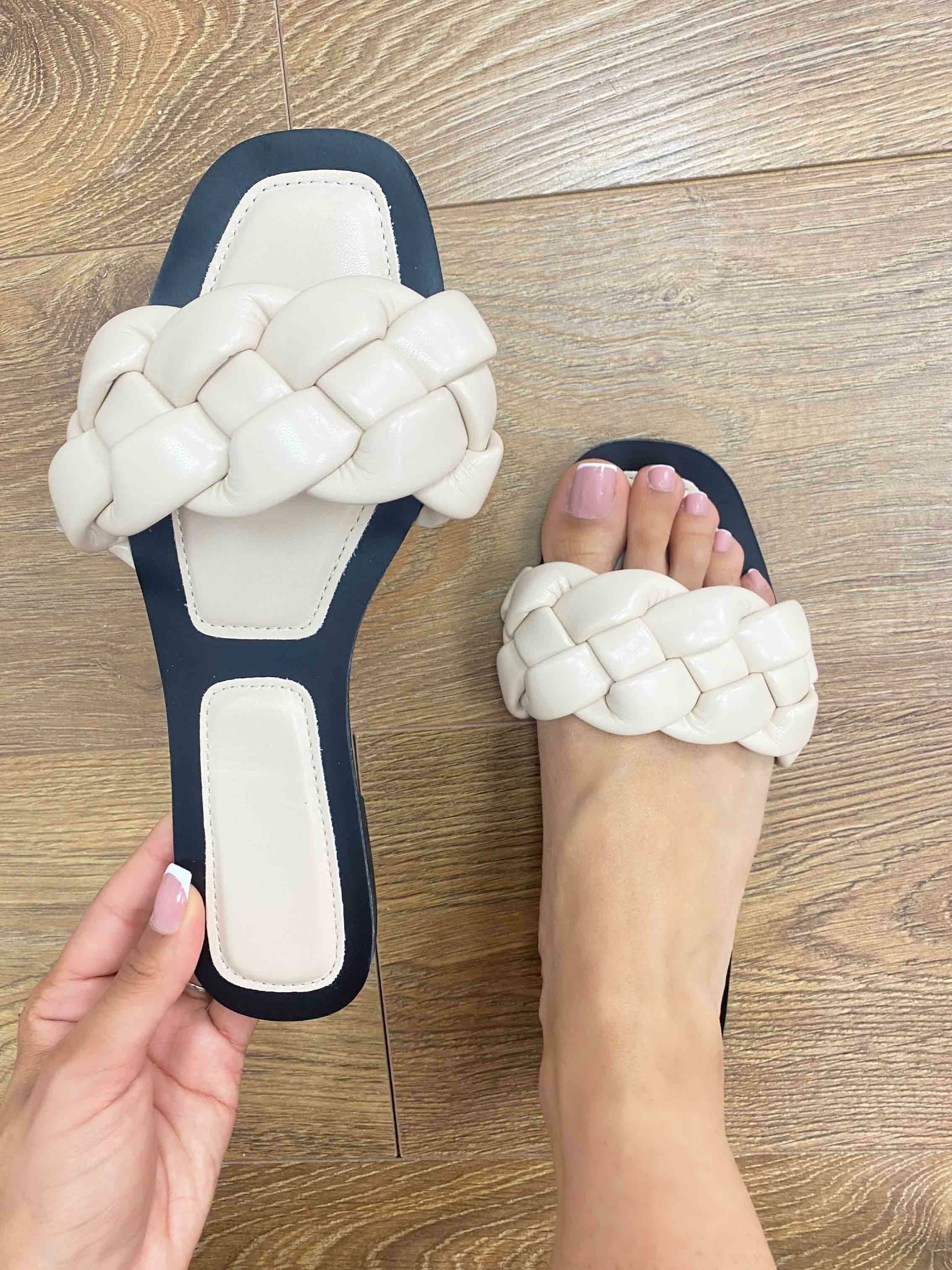 Mevla Plaited Front Slip On Sandal