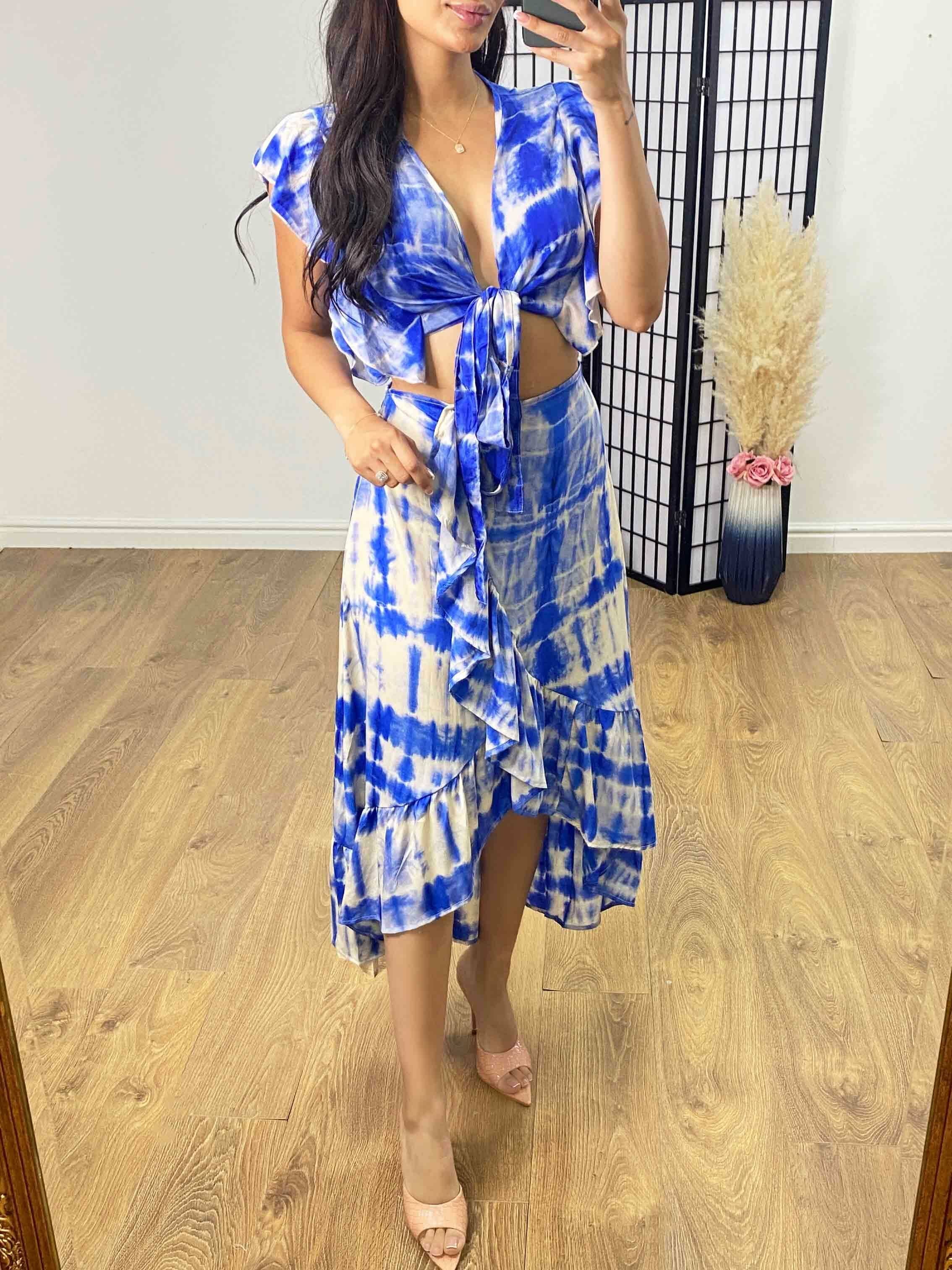 Bryte Tie Dye Two Piece Ruffle Co-ord Set