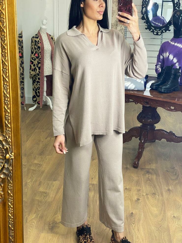 Fletcher Oversized Collar Detail Wide Leg Loungewear Set