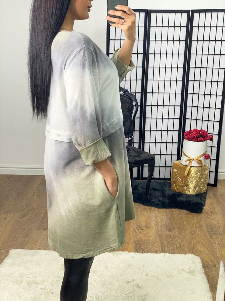 Cesca Oversized Tie Dye Pocket Sweatshirt Jumper