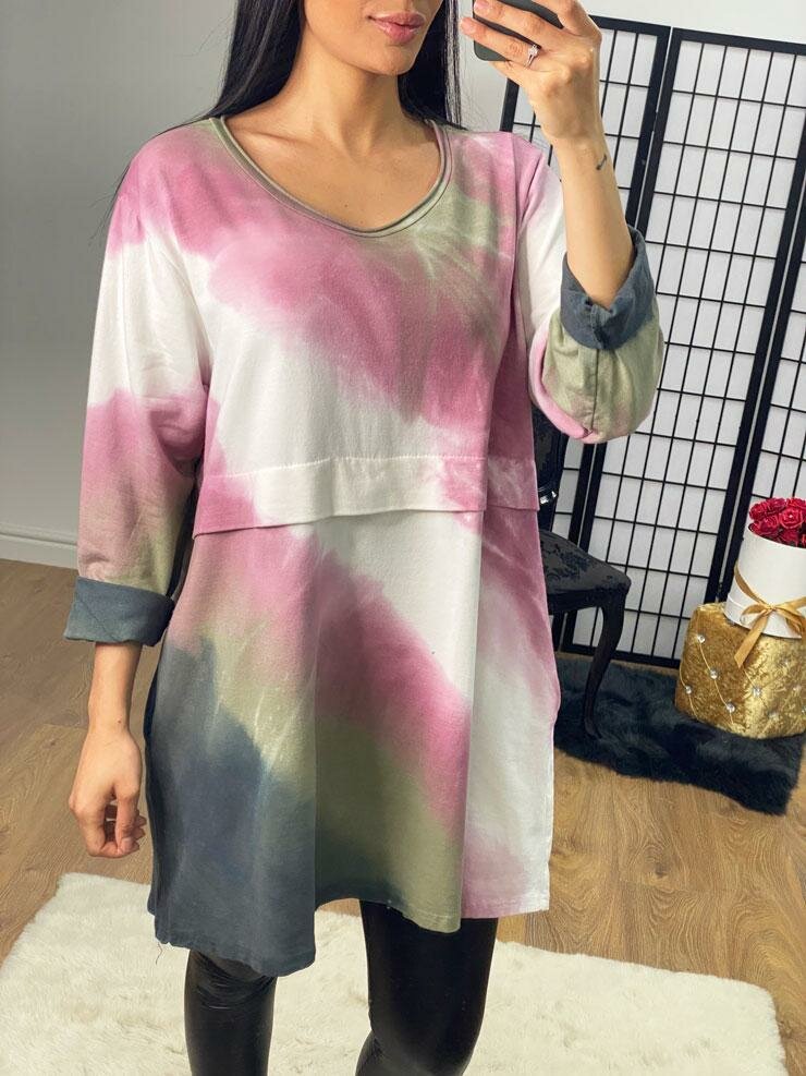 Cesca Oversized Tie Dye Pocket Sweatshirt Jumper